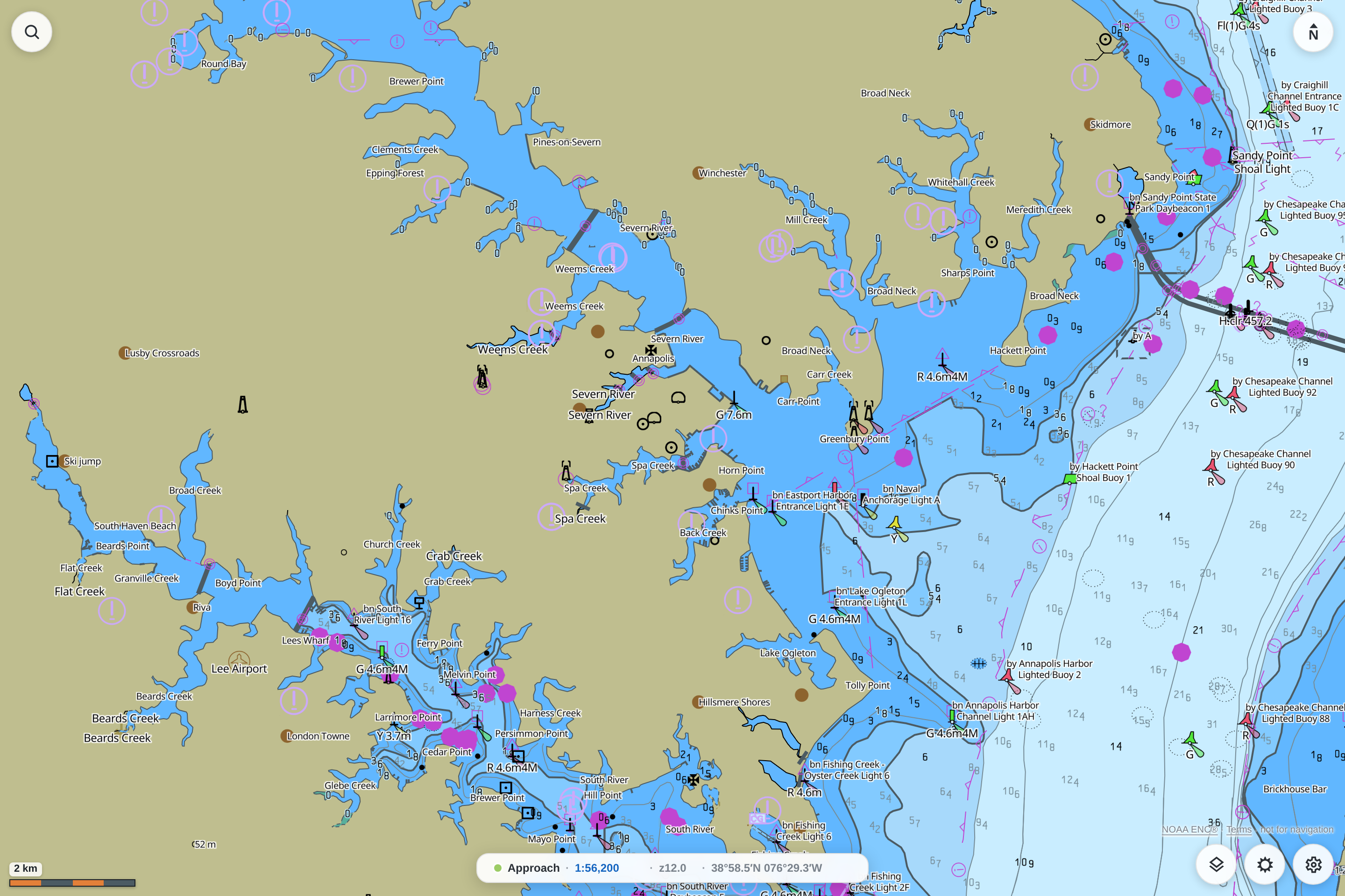 A baked NOAA chart of Chesapeake Bay