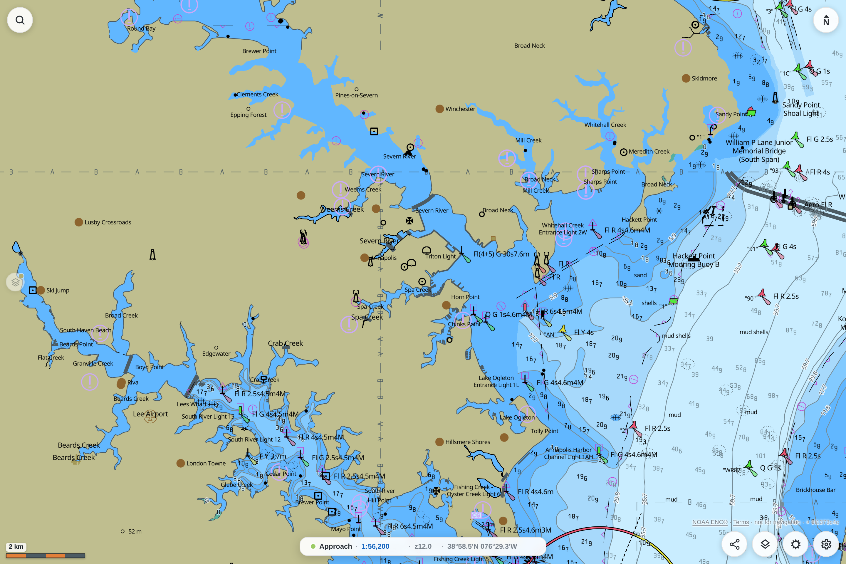 A baked NOAA chart of Chesapeake Bay