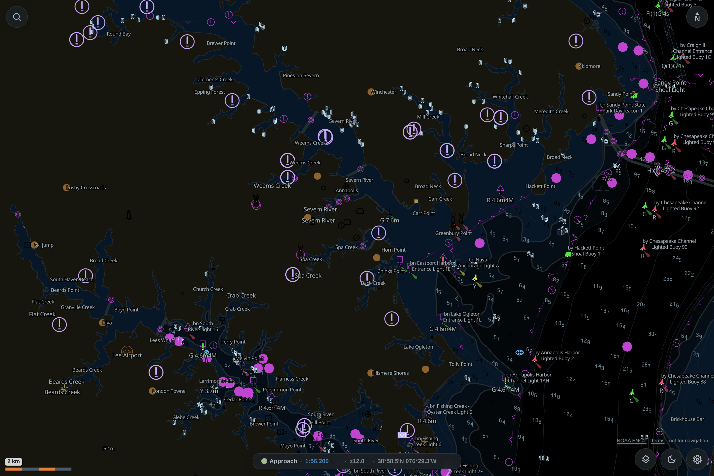 The same chart in the Night palette