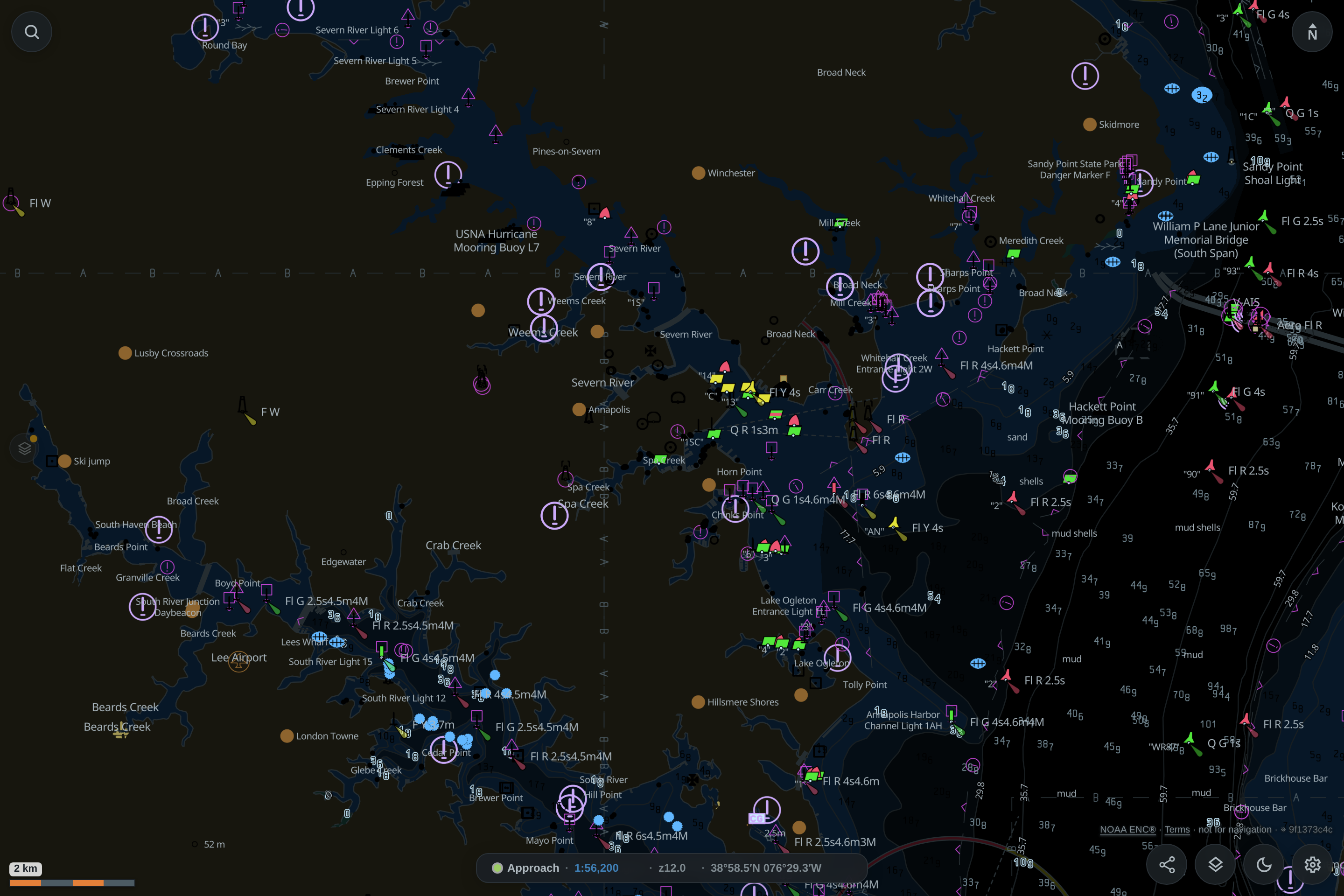 The same chart in the Night palette