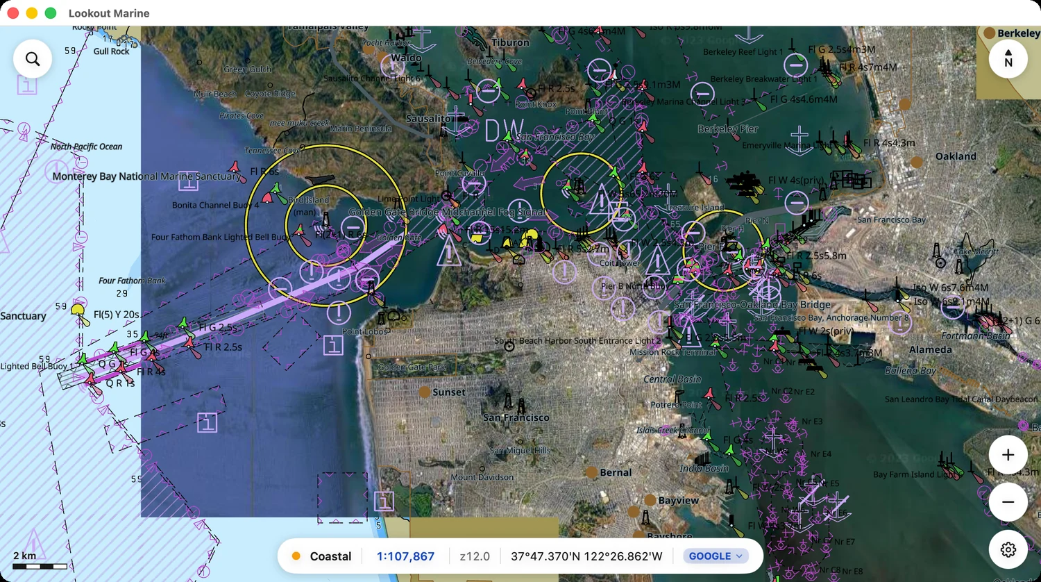 A Google raster chart below the ENC